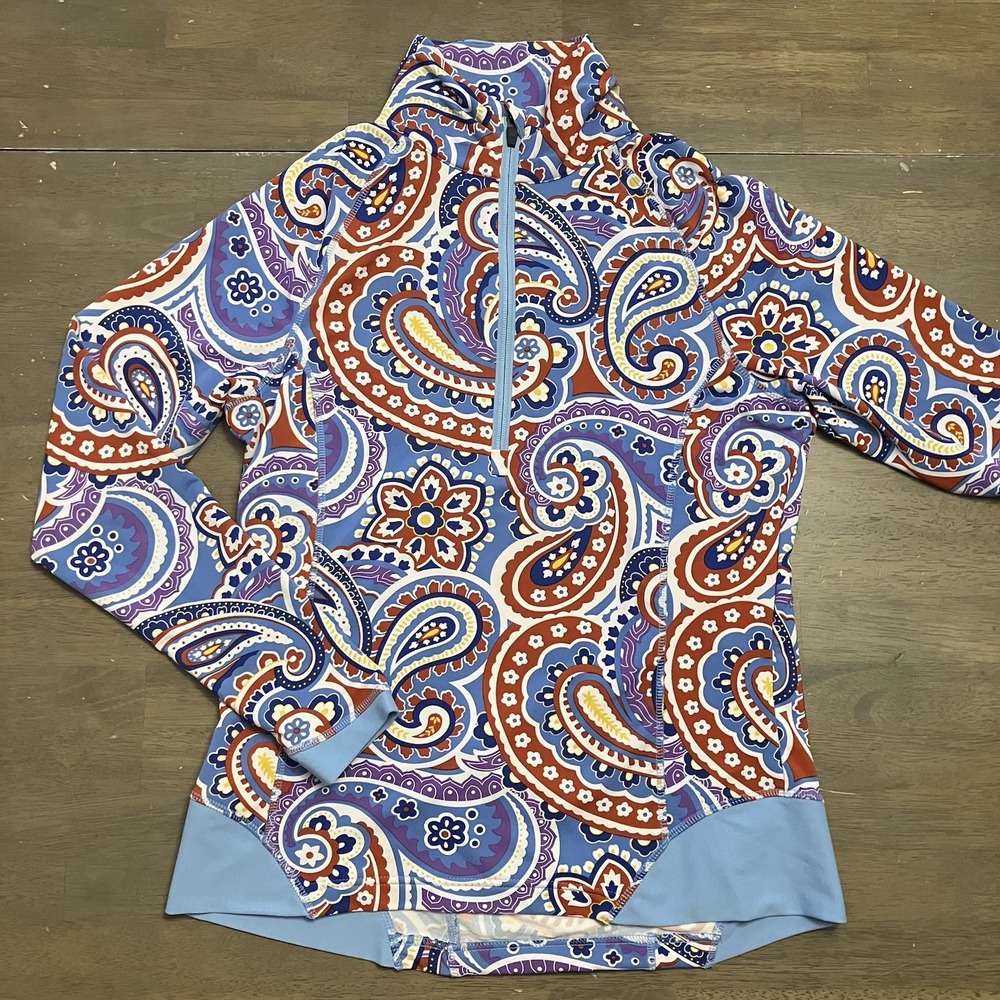 Paisley Half-Zip Pullover Sweater - Multi Blue